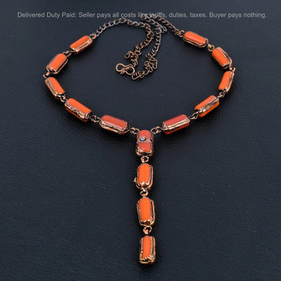 Copper Red Coral Turquoise Necklace