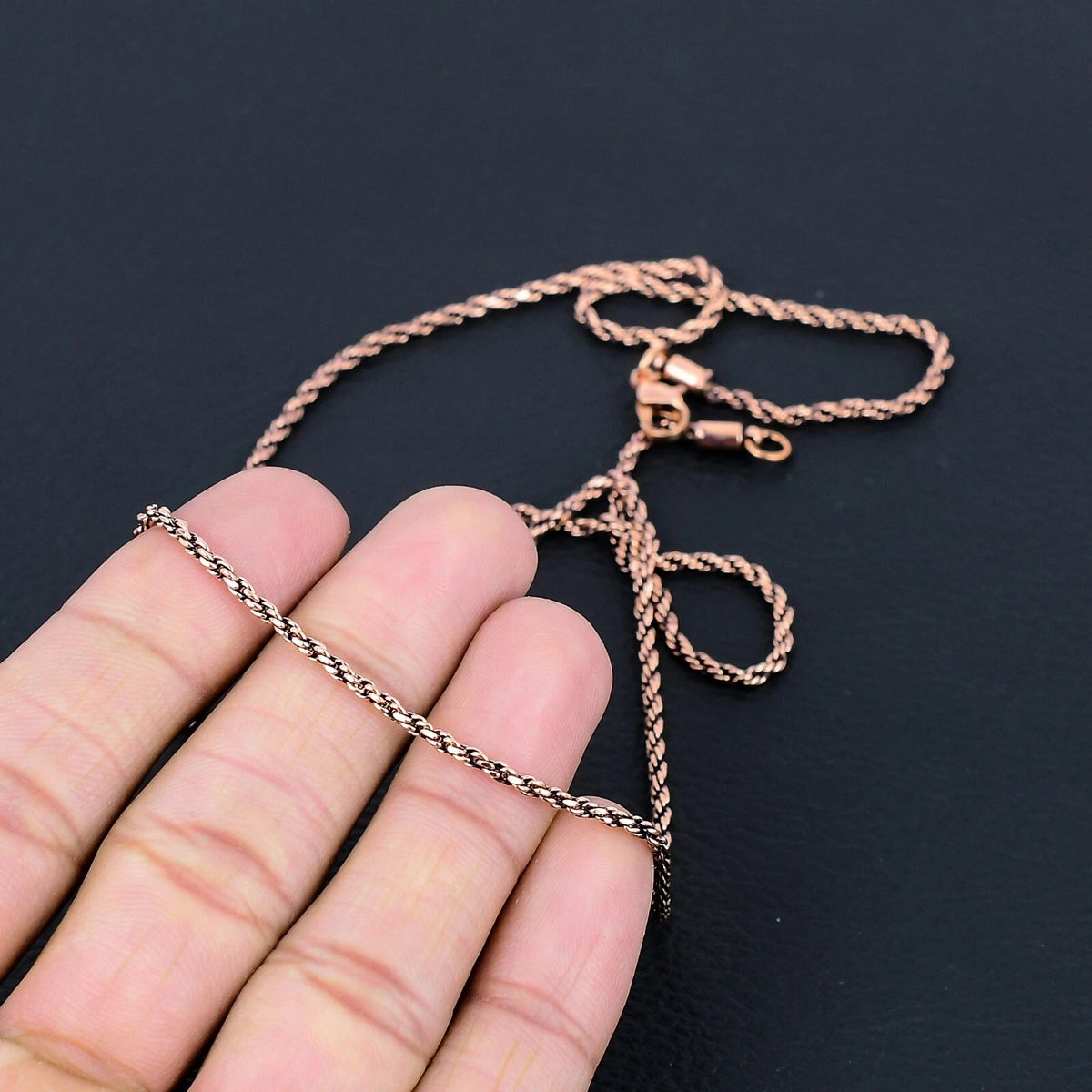 Handmade Oxidized Pure Copper Rope Chain