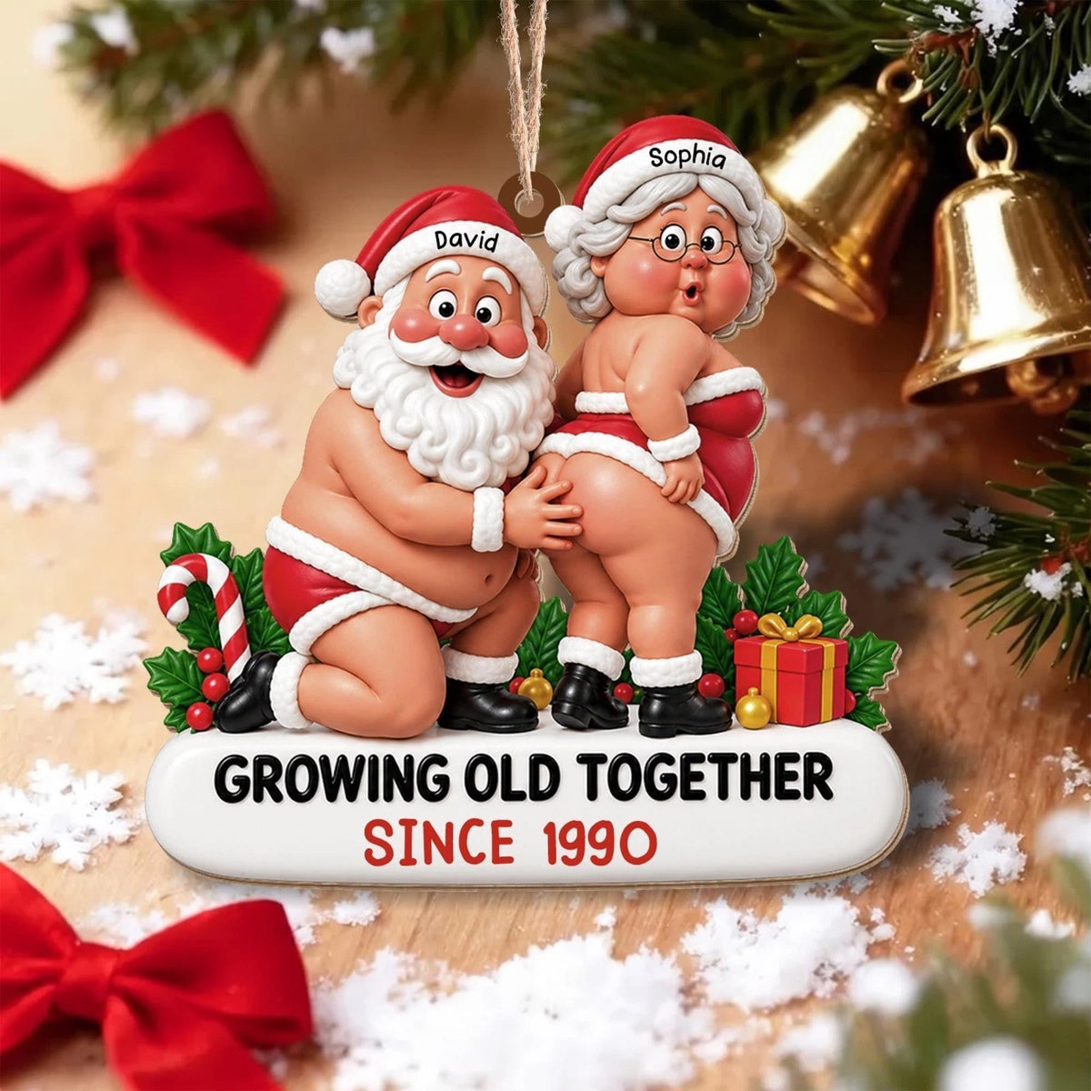 Personalized Funny Santa Couple Ornament