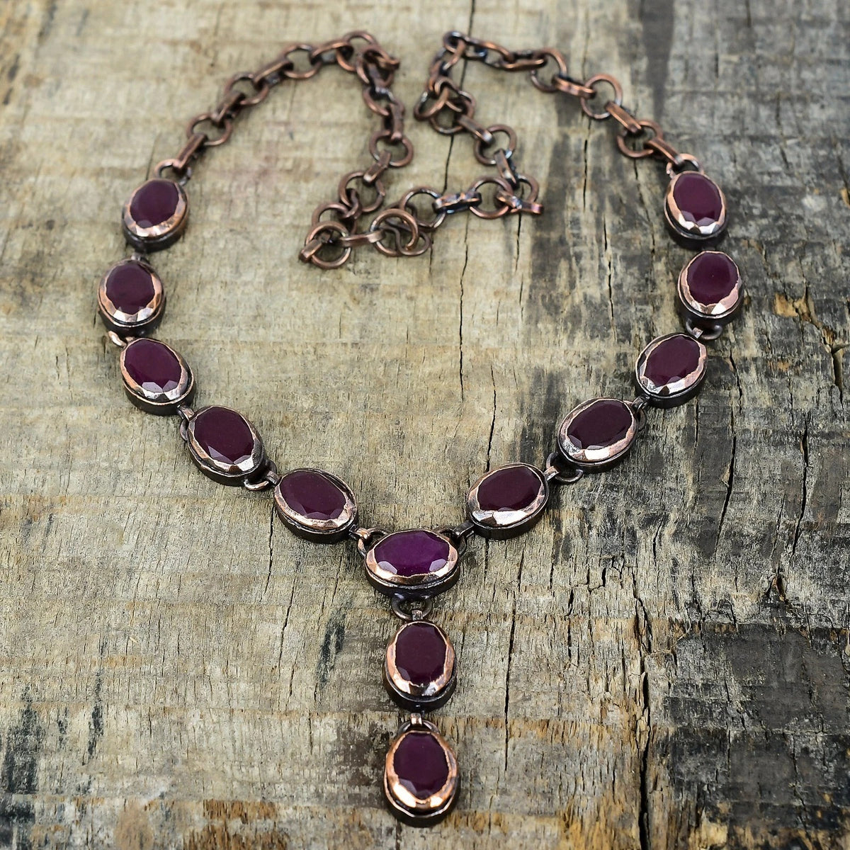Kashmir Ruby Gemstone Copper Necklace
