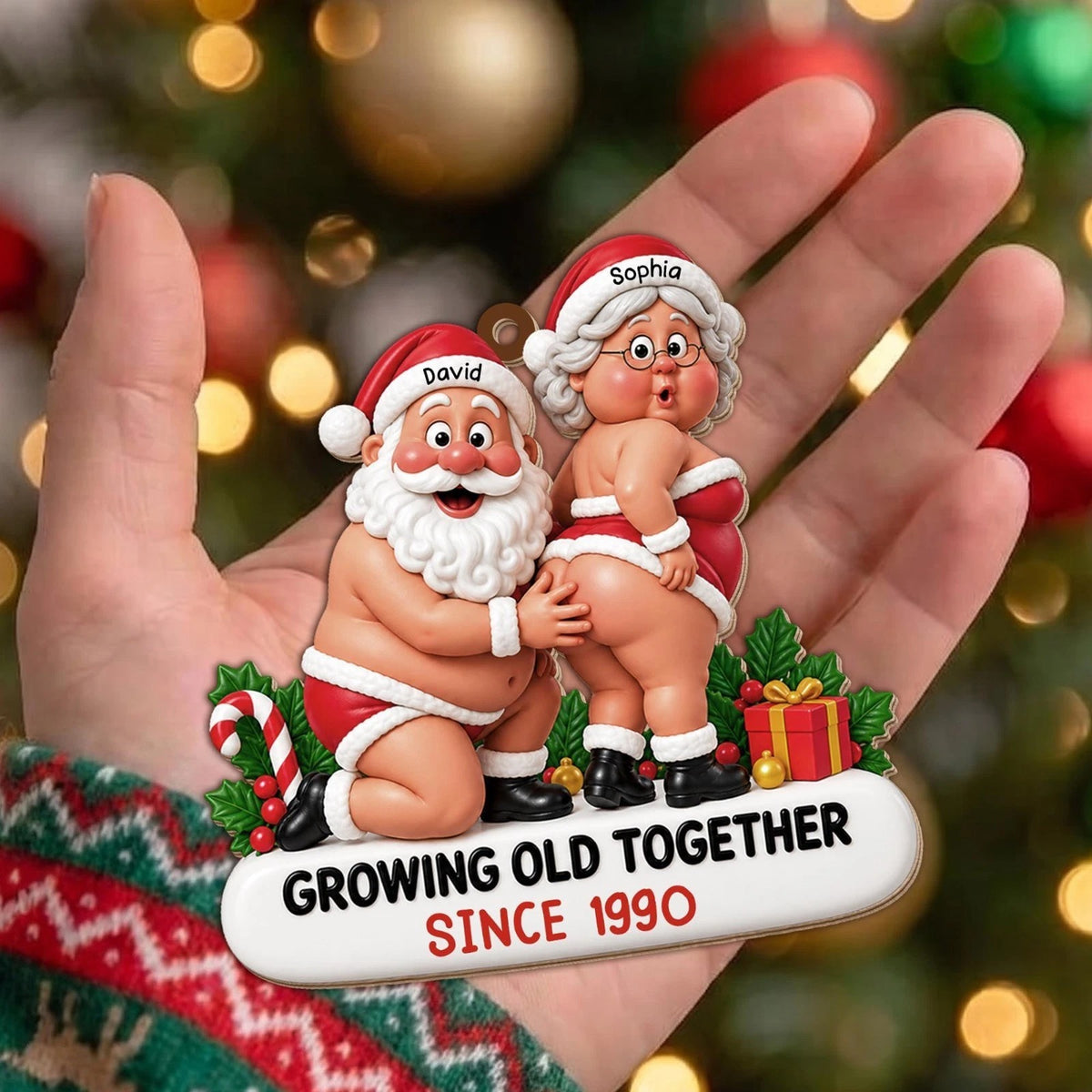 Personalized Funny Santa Couple Ornament